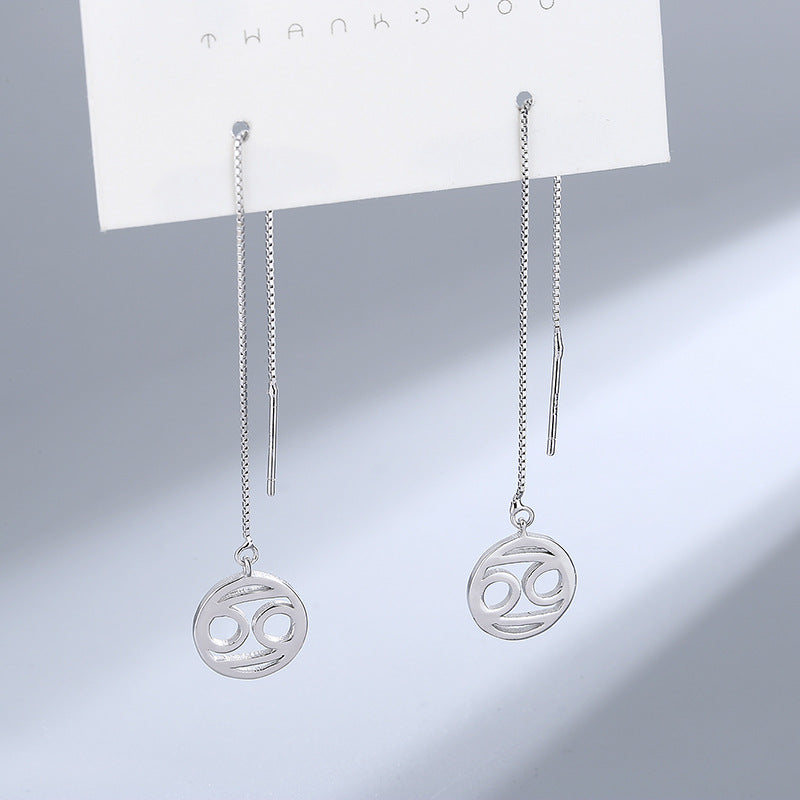 Wholesale S925 Sterling Silver Long Ear Line Twelve Constellation Valentine's Day Gift Tassel Earrings 925 Spring Earrings